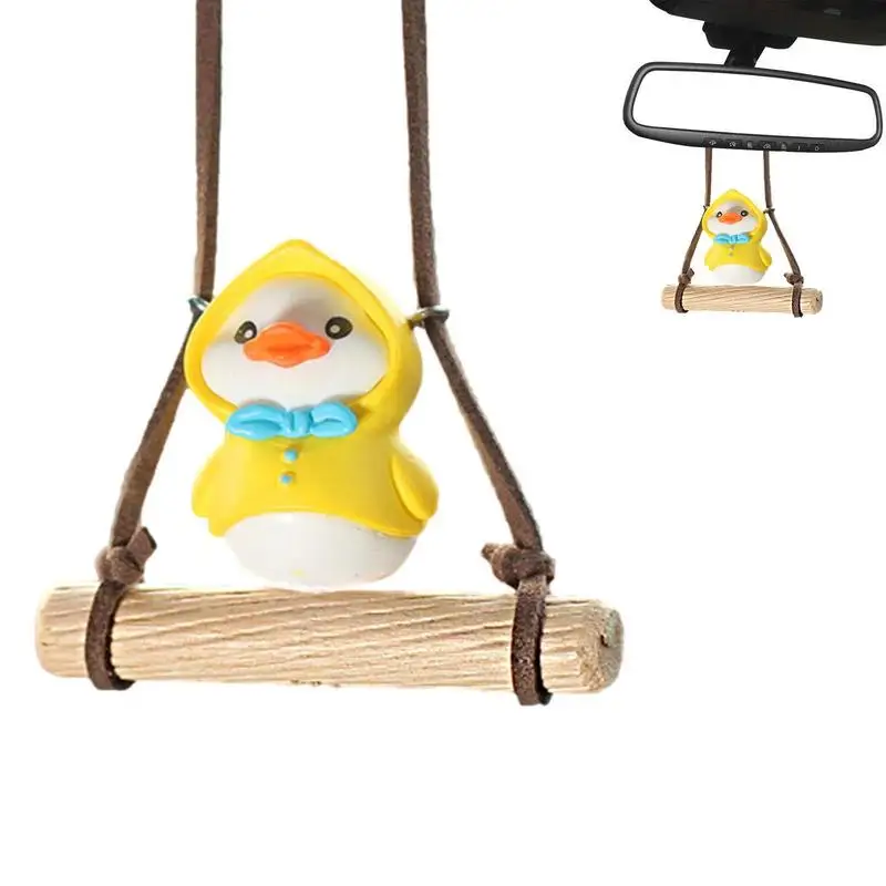 

Украшения для автомобиля, украшение для зеркала заднего вида, качели, утка, супер милые Подвески, аксессуары, украшение для салона автомобиля для женщин