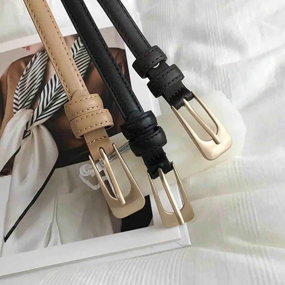 Women Leather Belt with Metal Buckle for Casual Trousers