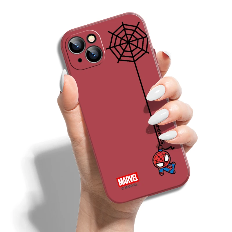 iphone 13 pro max case leather Marvel Spiderman For iPhone 13 12 11 Pro Max 12 13 Mini X XR XS Max 6 6s 7 8 Plus phone case liquid silicone funda coque Carcasa best case for iphone 13 pro max