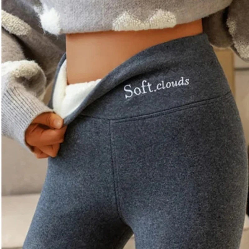 

Женские штаны из овечьей шерсти, утепленные уличные леггинсы с подкладкой и высокой талией, теплые хлопковые штаны, зима 2023