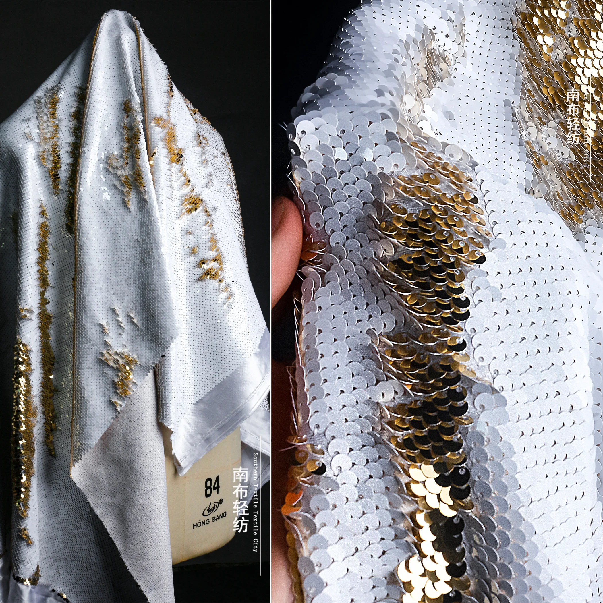 

Color-Changing Double-Sided Scales Sequin Cloth Embroidery Wafer Mesh Coat Skirt DIY Clothing Designer Fabric Sequin Fabric