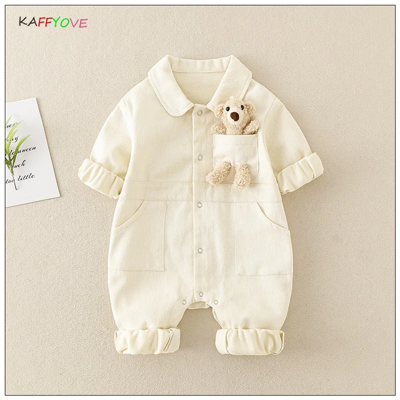 

Newborn Romper Spring And Autumn Baby Overall Full Sleeve Bear Jean One Piece Birthday Christams Toddler 0-18M Infant Jumpsuit