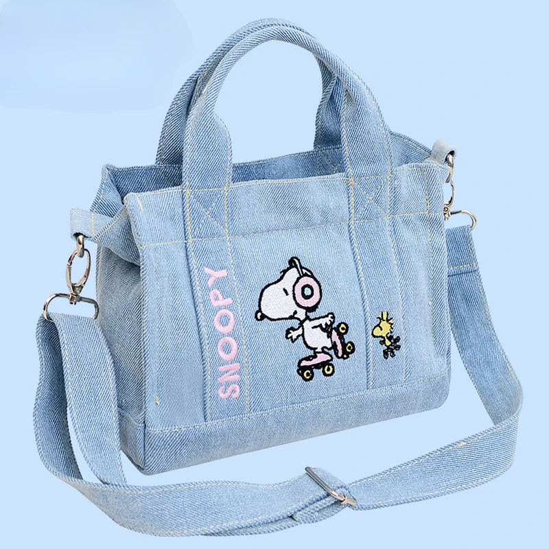 

Kawaii Snoopy джинсовая сумка-тоут мультяшная анимация Студенческая милая сумка-тоут сумка с вышивкой Ланч сумка-Кроссбоди