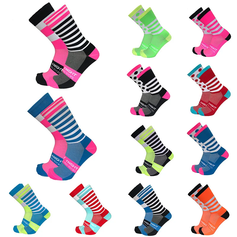 

Professional Top Socks Sport New Quality Cycling Brand Stripe Dot Breathable Bicycle Sock Outdoor Racing Running Socks