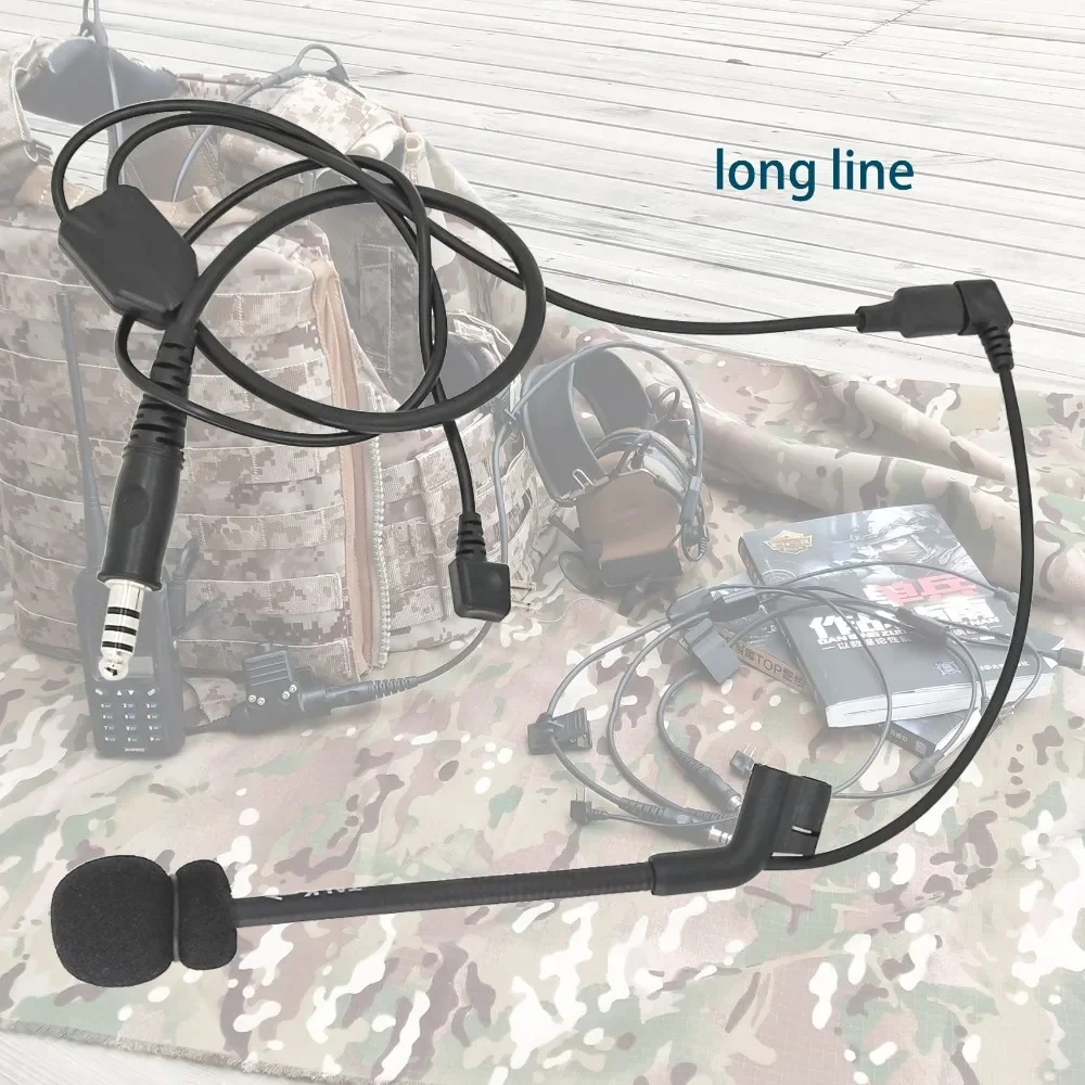 Tactical Headset Microphone Y-Cable Kit for COMTAC Headset Noise Canceling Hearing Protection Shooting Headphones Y Line Kit