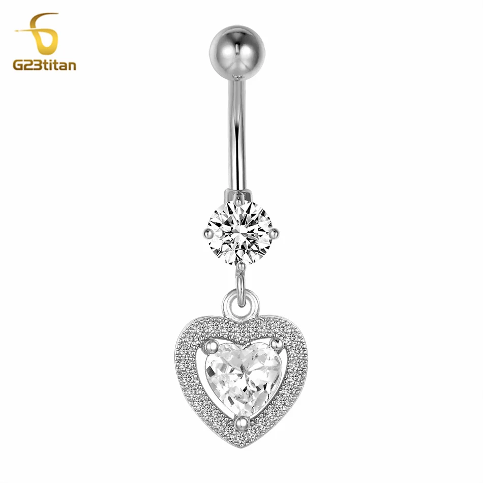 Belly Button Ring Jewelry G23titan Women Fashion Crystal Titanium Navel Bar