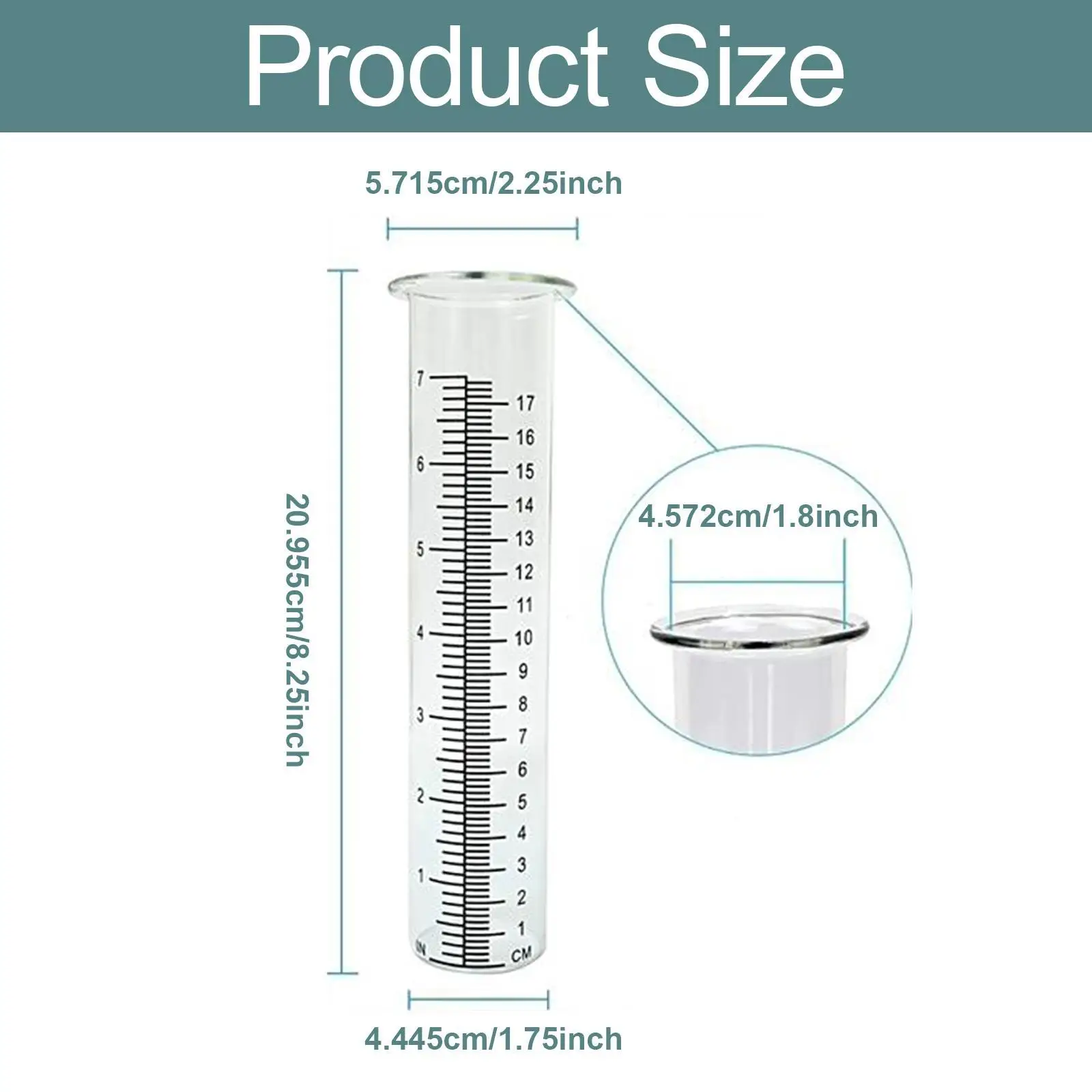 Rain Gauge Outdoor Rainwater Gauge with Scale for Deck Pathway Decoration