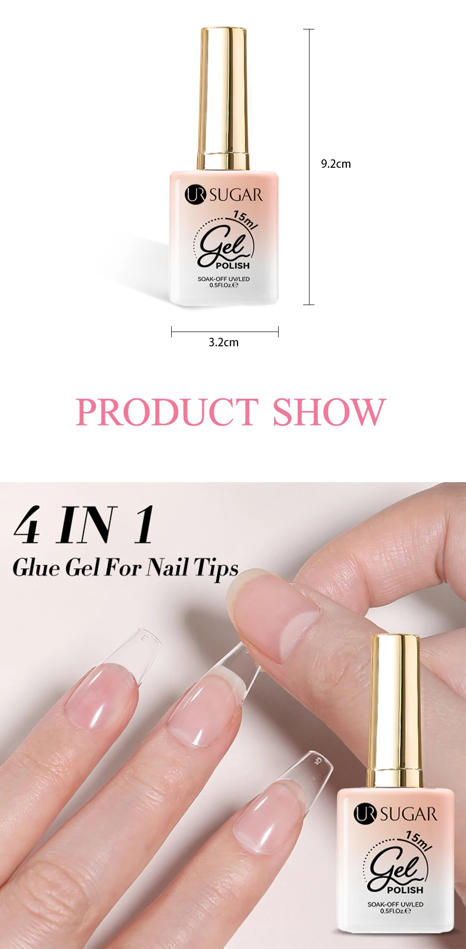 Description Picture 5 of itemUR SUGAR 15ml Wine Red Gel Nail Polish Long-Lasting French Style Gel Nail Supplies For Manicure DIY Nail Art Varnish