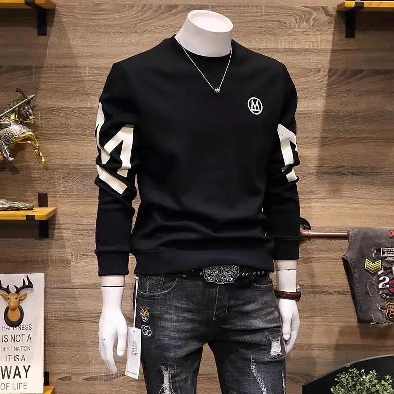 Fashion O-Neck Spliced Casual Printed Letter Sweatshirts Men's Clothing 2024 Spring New Loose All-match Tops Korean Sweatshirts
