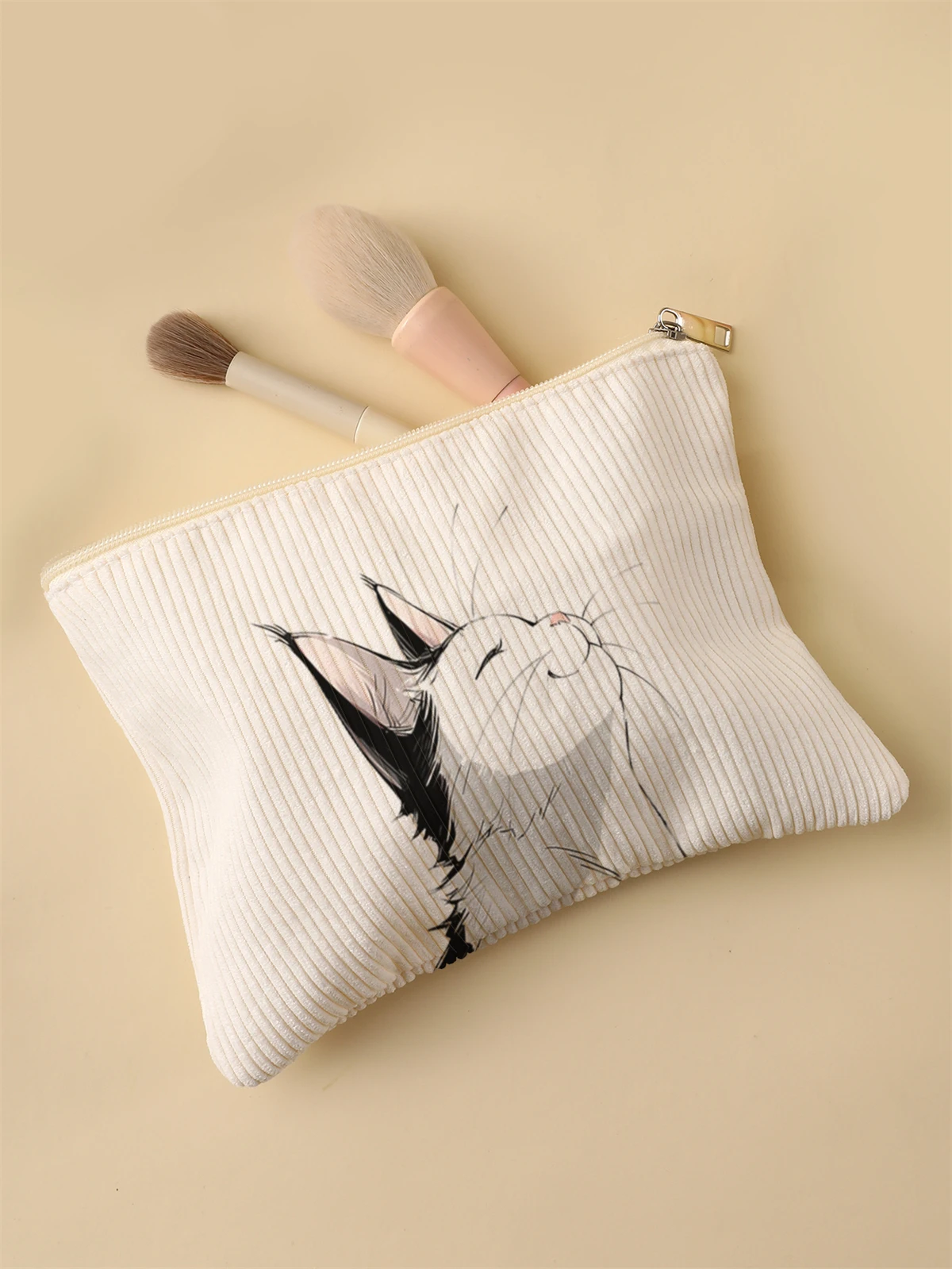 Corduroy Travel Cosmetic Bag Portable Makeup Storage Bag Purses Women Large Capacity Zipper Make Up Organizer Storage Clutch