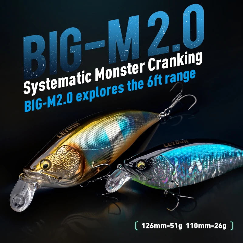 LEYDUN 낚시 미끼 미노우 플로팅 좋은 액션 하드 미끼, 하이 퀄리티 크랭크베이트 워블러, 베이스 파이크, 126mm, 110mm