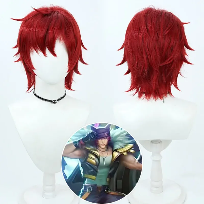 LOL Sett Heartsteel Red Wig-League of Legends Cosplay Hair Accessory by Takerlama High Quality Ideal for Role-Playing wigs