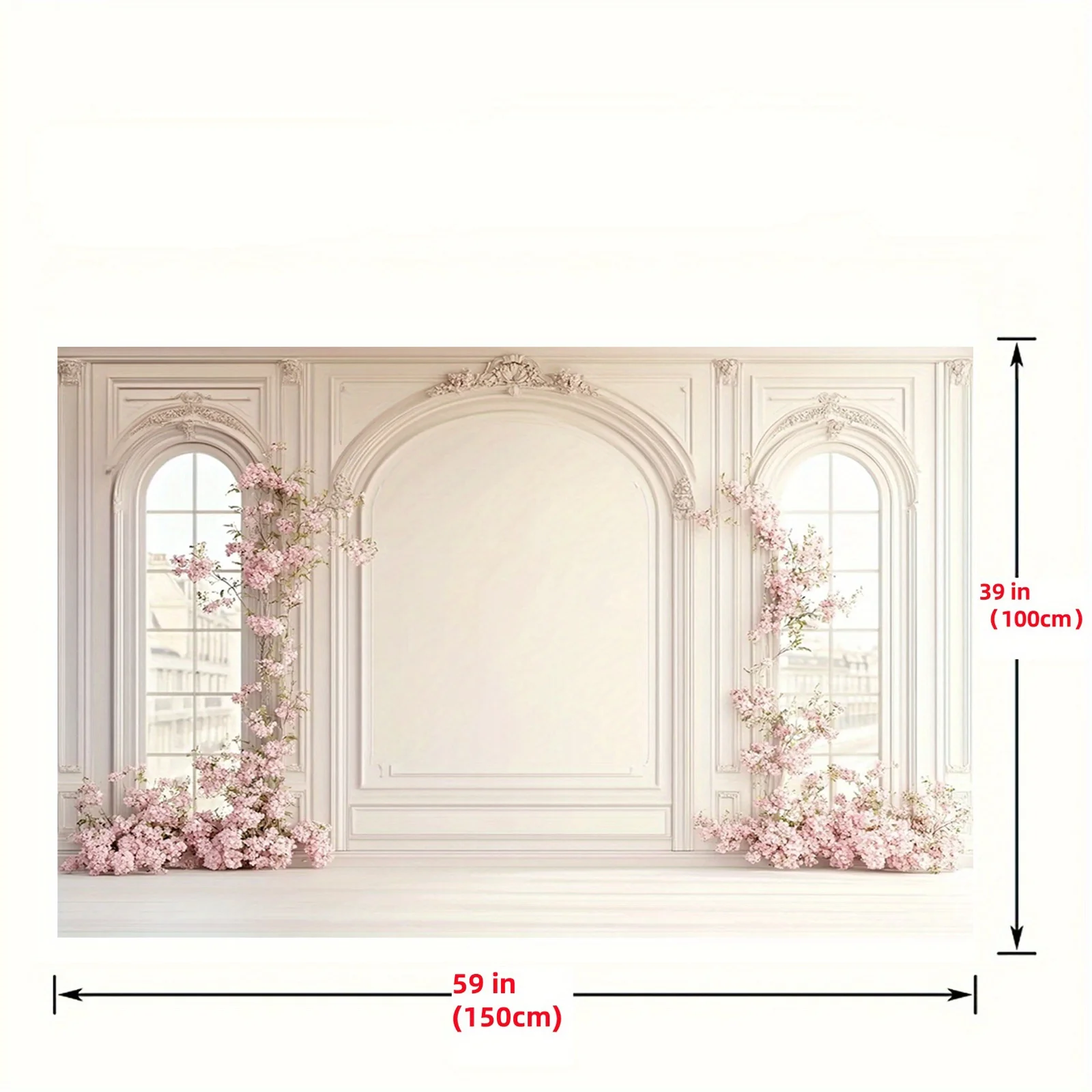 Ein florales Hintergrundtuch – elegantes rosa Rosen-Design, geeignet für Raum- und PartydekorationL – Detail 2