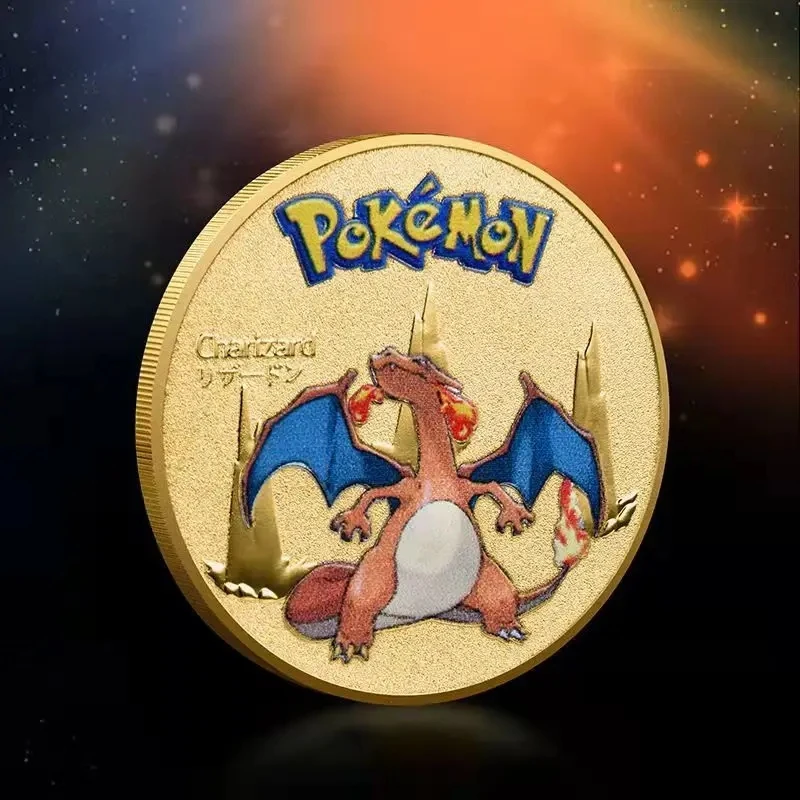 Pokemon Coins Metal Mewtwo Coins Anime Commemorative Coin Charizard Pikachu Golden Pokemon Cards Round Metal Coin Toys pokemon cards collectible cards anime cards anime trading cards pokemon toys