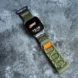 Rugged Metal Frame Nylon Band with Tactical Velcro Strap and Full Cover Protector for Huawei Fit 3 (Green and Black Case)
