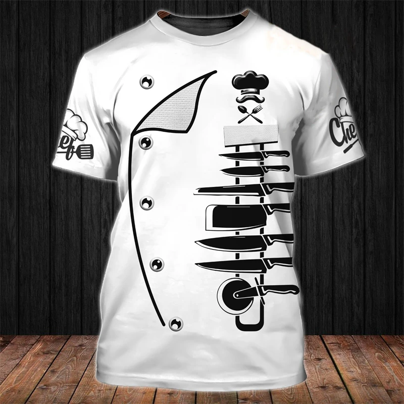 Chef Shirt Men's T-shirts 3D Funny Print Men Clothing O-Neck Oversized Cheap Short Sleeve Tops 5xl Male Vintage Punk Streetwear
