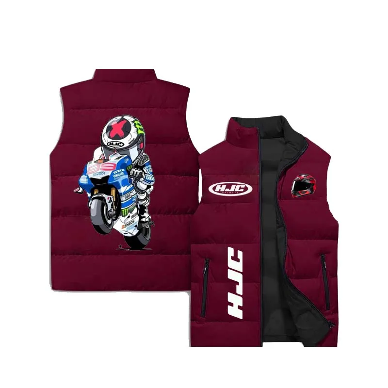 thumbnail image 1 of Chaqueta sin mangas con estampado de motocicleta HJC para otoño/invierno, estilo hip-hop callejero, resistente al viento y cálida, talla grande para hombre, 1 of 5