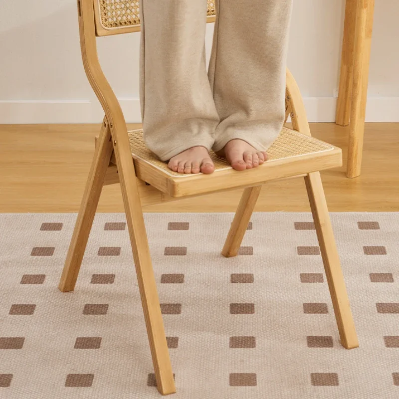 Bamboo Woven Dining Chair Adjustable Backrest Seat Wabi-Sabi Foldable Dining Chairs Breathable Minimalist Tea seats