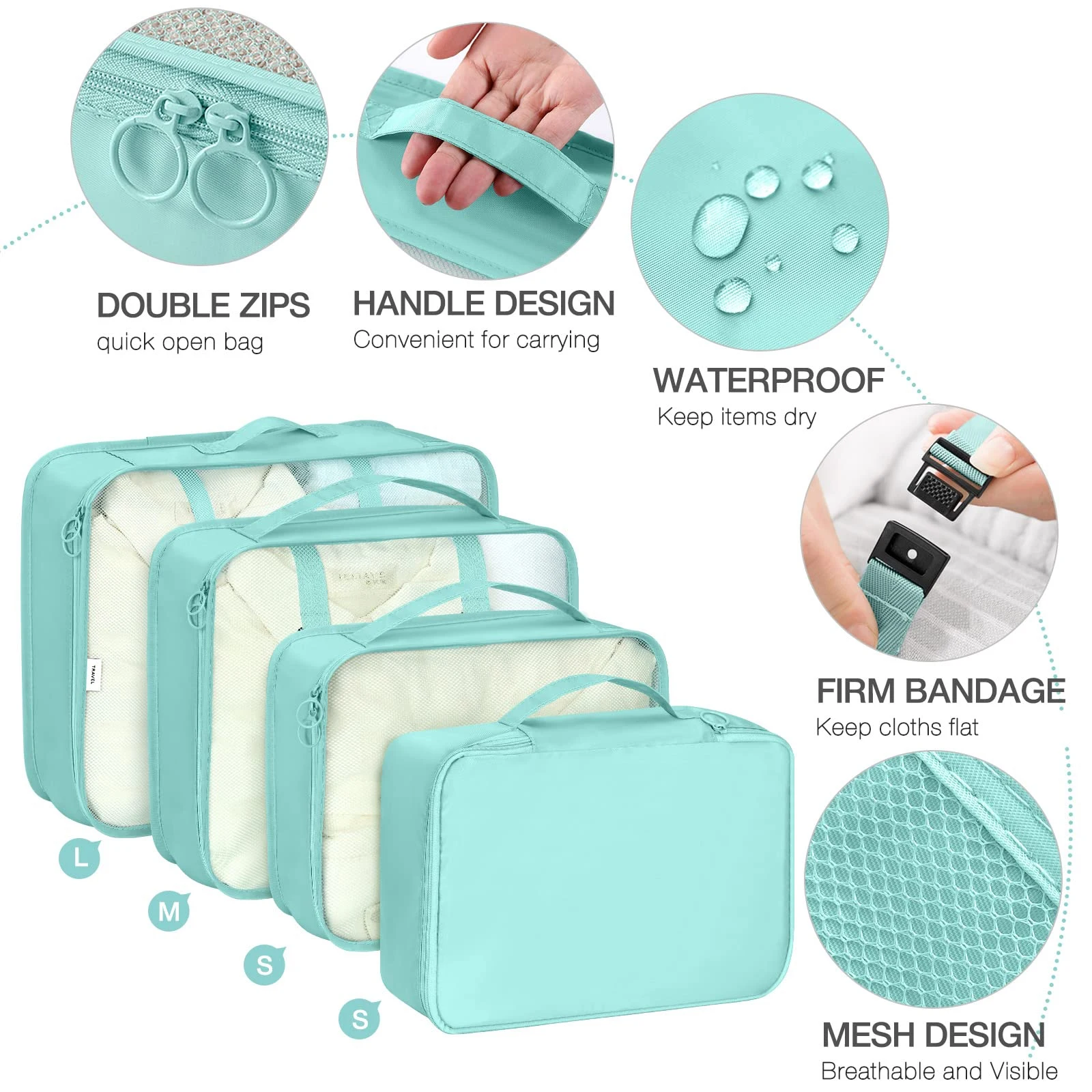Travel Organizer Set: 7-Piece Packing Cubes and Storage Bags