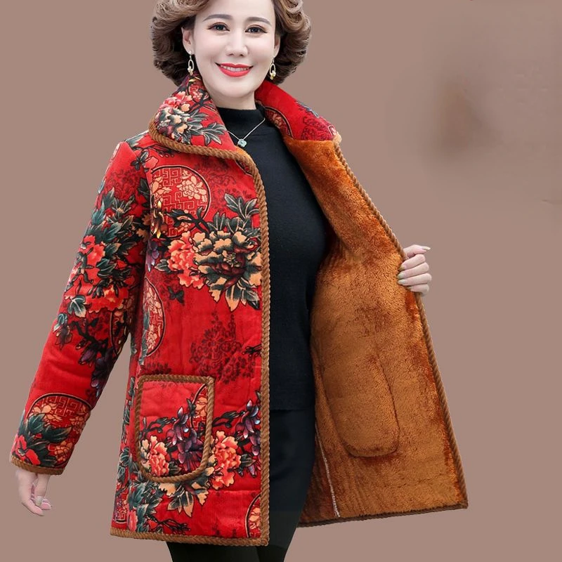 

2023 New Winter Korean Style Print Long Sleeve Jackets Fashion Casual Warm Female Long Sleeve Print Cotton Padded Parkas Z166