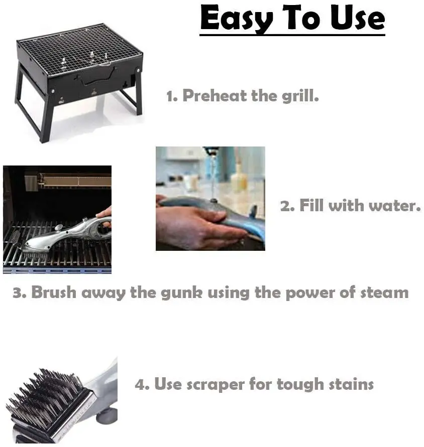 BBQ Grill Steam Cleaning Brush Charcoal Gas Accessories