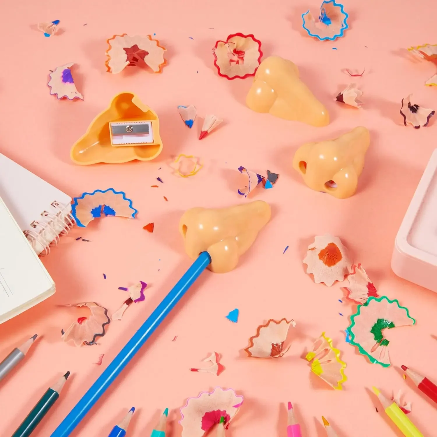 12 Pcs 재미 있은 코 연필 깎이 손 개최 플라스틱 연필 깎이 재미 있은 사무실 학교 용품