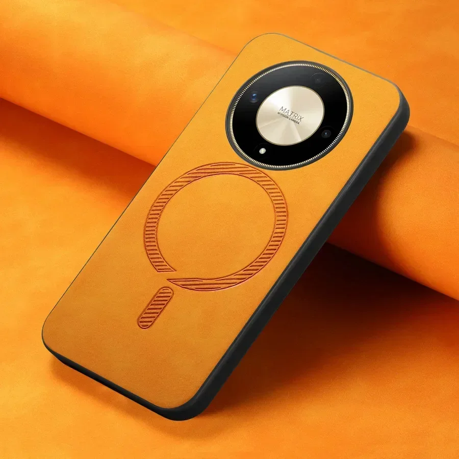 Luxury Leather Magnetic Smart Case for Wireless Charging - For Honor
