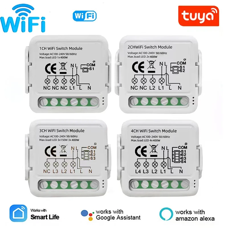 

Умный Wi-Fi коммутационный модуль Tuya, автоматический выключатель «сделай сам» для умного дома, 1234 группа, автоматическое управление умным домом с Alexa Google Home