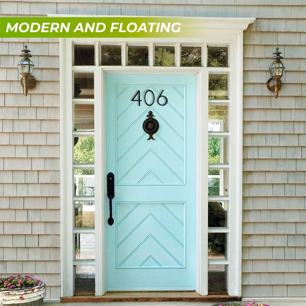 142mm Floating Exterior House Numbers Modern Number Signs on the Door Extra Large Black Apartment Address and Mailbox Plate #0-9 house number signs door signs house numbers number plate