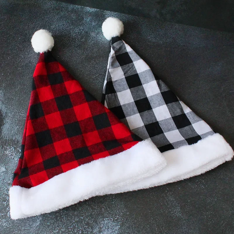 High Quality Christmas Xmas Soft Hat Santa Claus Red Short Plush Noel Hat Merry Christma Decor Gift Happy New Year