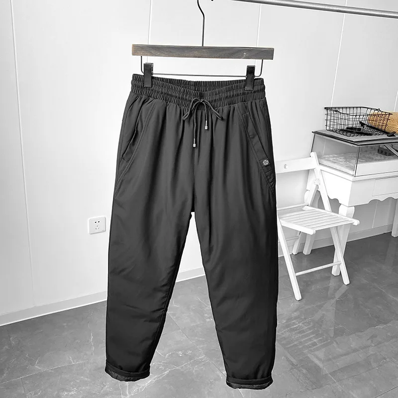 Men's Cold Resistant Long Straight Tube Leggings Warm Trousers Outdoor Camping Ski Thick 90 White Duck Down Pants Winter New