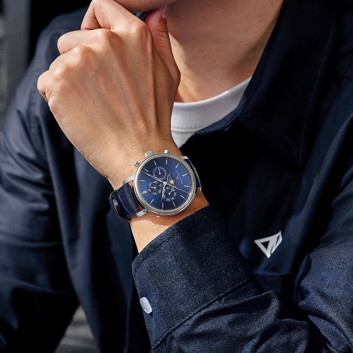 Welly Merck Automatic Mechanical Watches 316L Stainless Steel Multifunctional Watch 40mm Sapphire Men Casual Business Watches