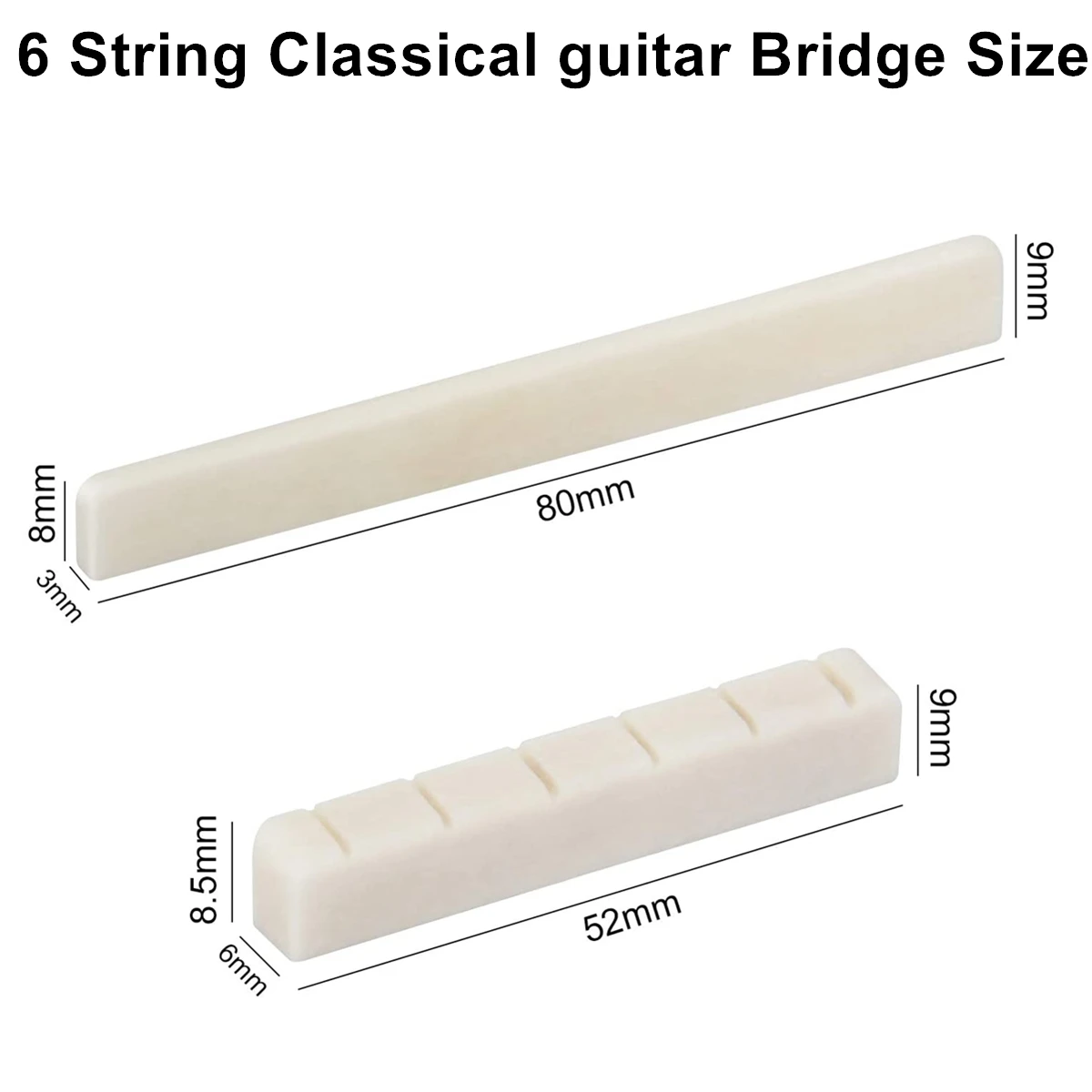 Bone Zadel Koe Ezel Sadel Brug Pin voor Akoestische Gitaar of Klassieke Gitaar Mandoline Banjo Ukelele 6PCS