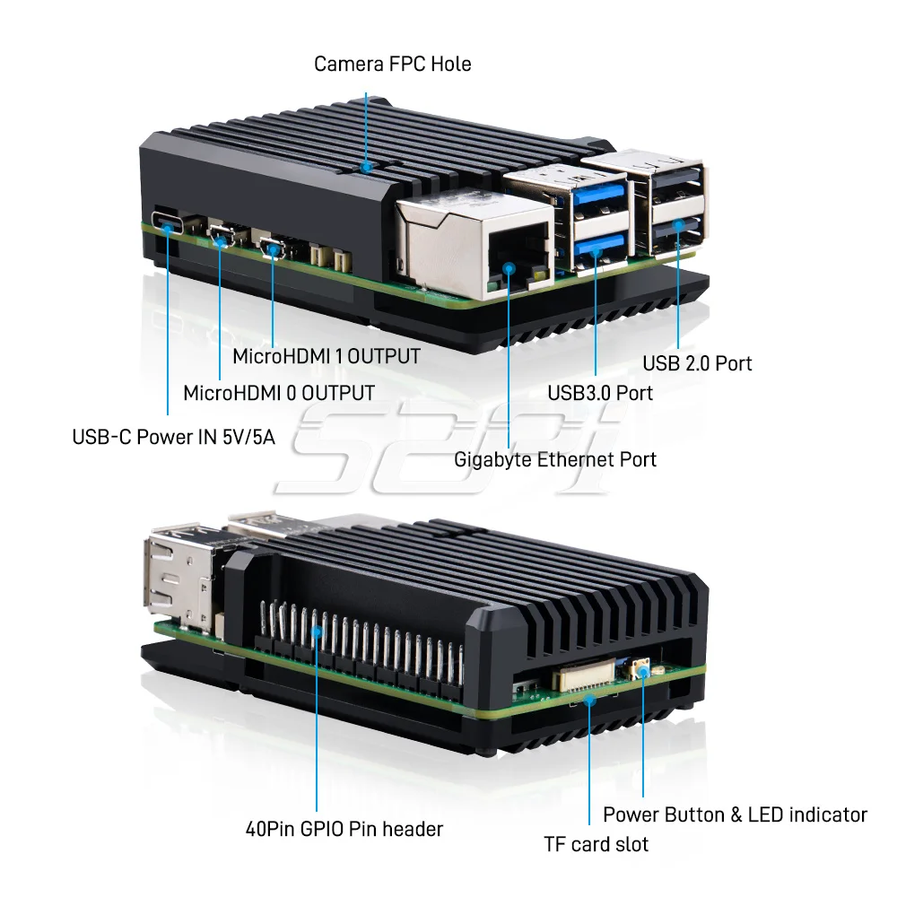 Caixa de Alumínio com Coluna de Dissipação de Calor e Dissipadores 52pi Raspberry pi 5 - Imagem 6