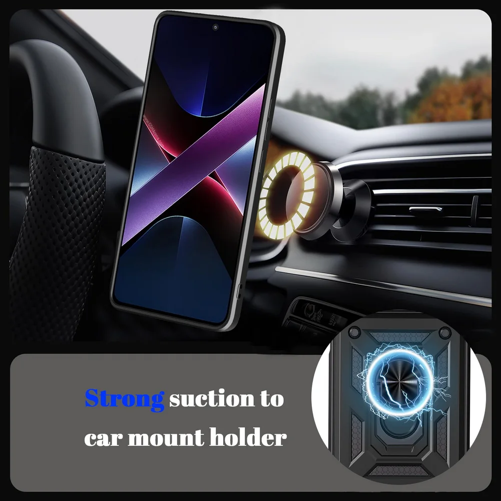 Magnetic Ring Stand Slide Lens Cover Shockproof Armor Phone Case