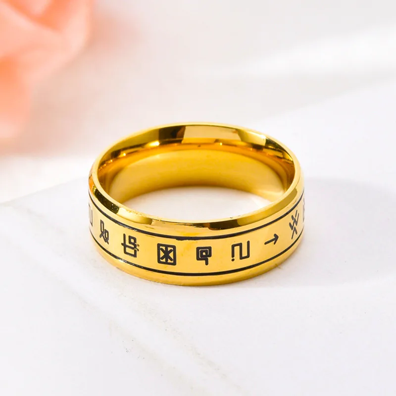 Nieuwe Europese En Amerikaanse Mode Vereenvoudigde Karakters Heren Titanium Stalen Ring Gift Geloof Sieraden Ring 2023