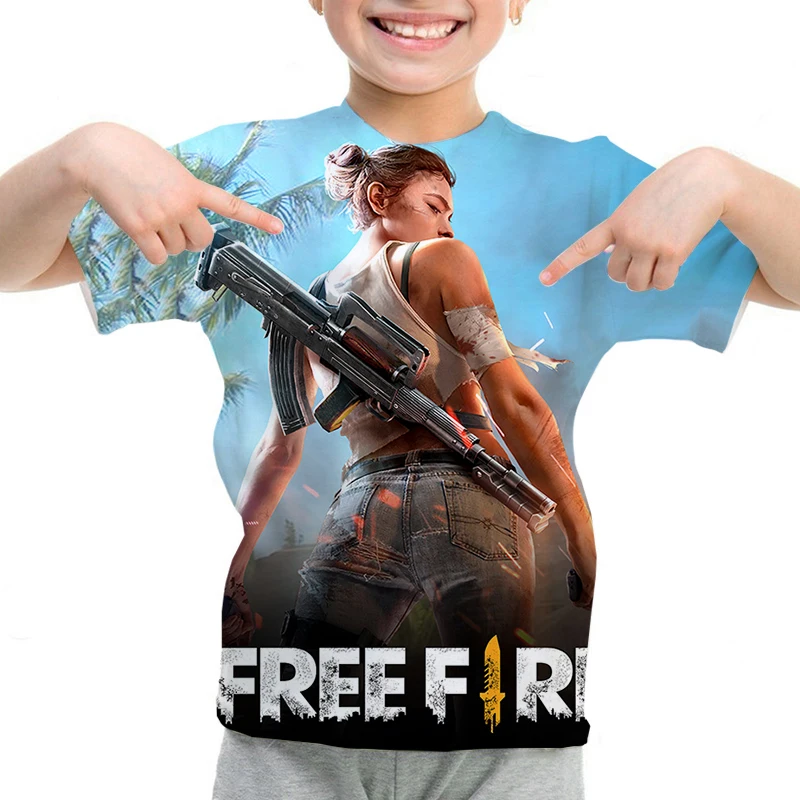 thumbnail image 1 of Camiseta con estampado 3D para niños, camiseta Free Fire 3D, camisetas casuales, camiseta de verano de manga corta con cuello redondo, ropa para niños Y2K, camiseta para niños, 1 of 5