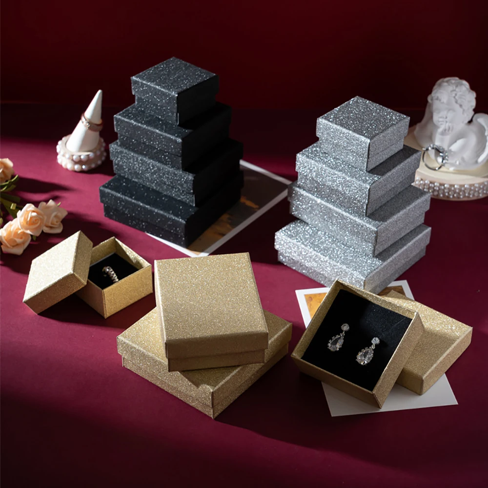 24pcs Bulk Ring Box Earring Package Case Cardboard Paper Necklace Wedding Stud Jewelry Organizer Storage Gift Caja Expositor