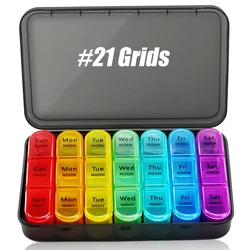 Advanced Weekly Pill Organizer with 21 Spacious Compartments for Medicines, Vitamins, and Supplements (21 Grids)