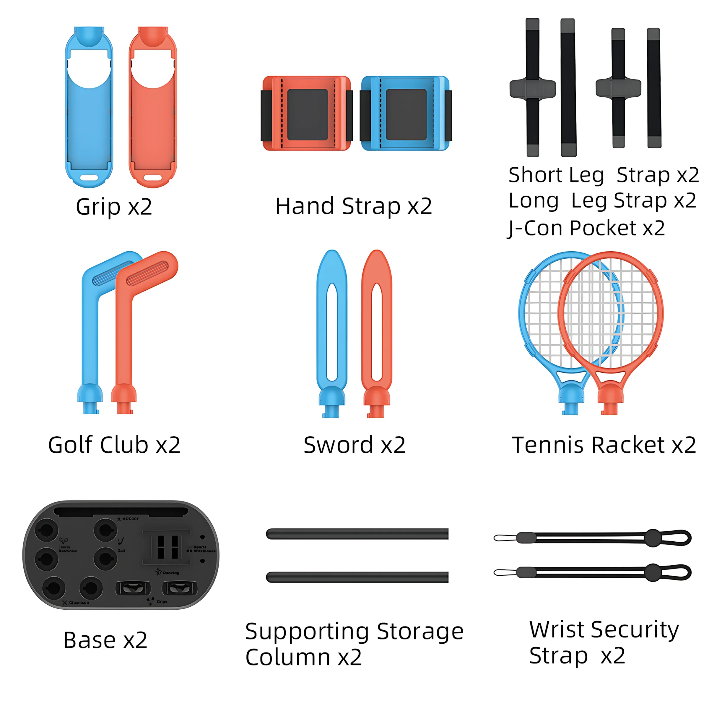Sports Accessories Bundle for Switch 2 & Joy-con, Family Sports Party Pack Accessories Kit with Organizer Station/ Storage Stand