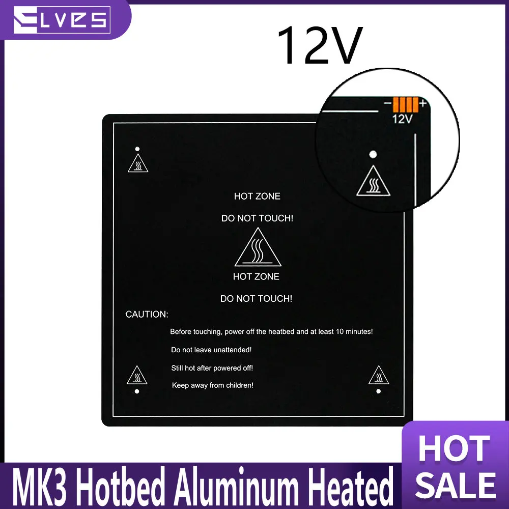 ELVES MK3 Hotbed Aluminum Heated Bed for Hot-bed Support 12V/24V 310*310*3.0mm 3D Printer Hotbed 3D Printer Part