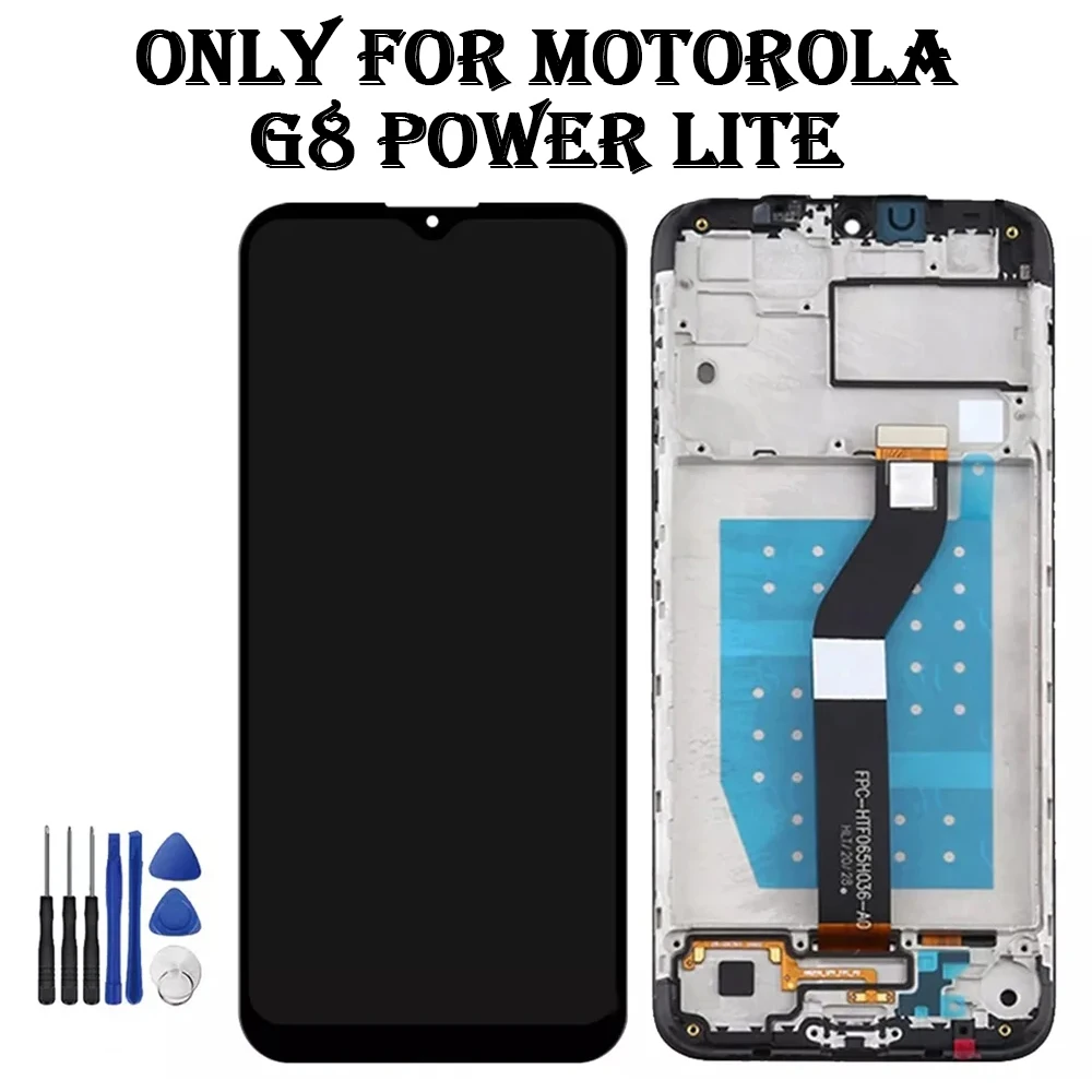 모토로라 모토 G8 파워 라이트용 AMOLED LCD 디스플레이, 프레임 터치 디지타이저 포함, XT2055-2 LCD 교체, 6.5 인치
