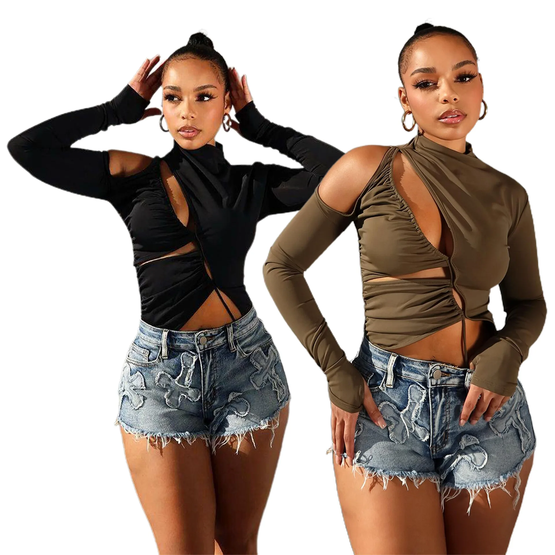 

Women's Embroidery Tassel Pockets Stretch Denim Shorts Sexy High Waist Ripped Jeans Female Night Clubwear All-match Summer Pants