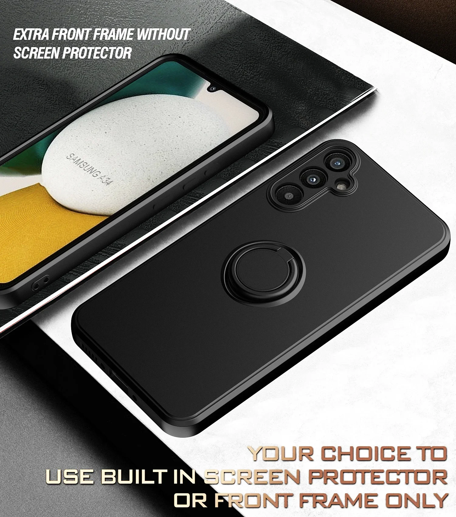 Magnetic Holder Ring Case - Liquid Silicone Phone Cover