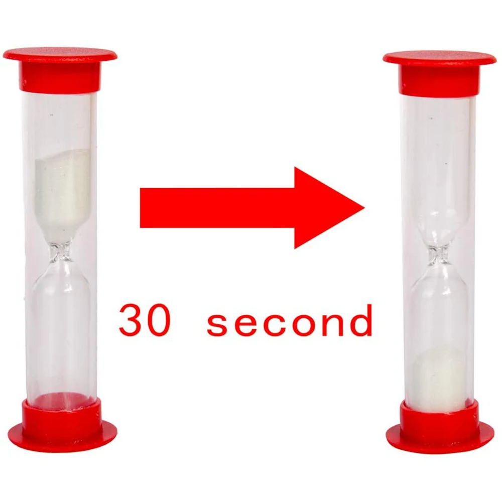 30 Sec Sand Timer Hourglass Sandglass Clock Countdown Bulk Toy Set Timers Kids Games Pack of 20 (White Sand)