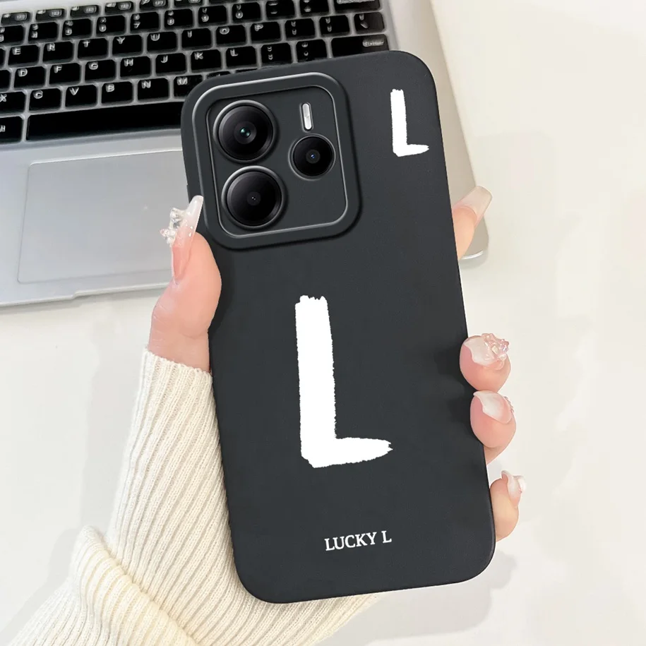 Cute Letters Soft Silicone Phone Case - Global Cover for Xiaomi Redmi Note 14 2025