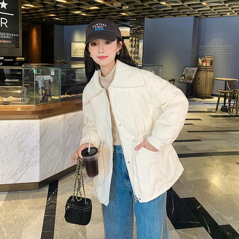 

Пуховик для женщин Зимний, новая Корейская версия, Модная хлопковая куртка с поясом, трендовая куртка