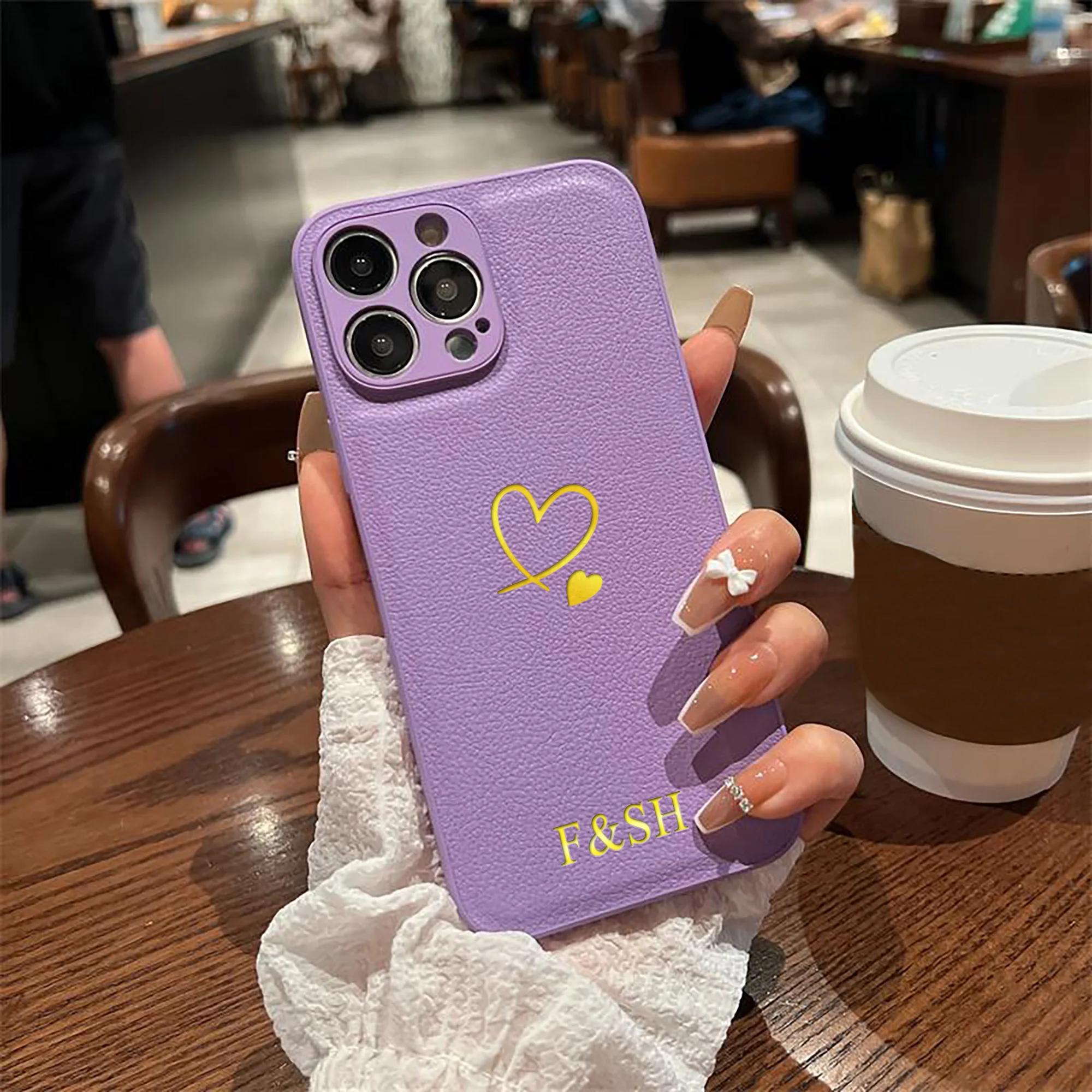 Luxury Custom Name Heart Shaped Pattern Case For iPhone 17 thumbnail 3