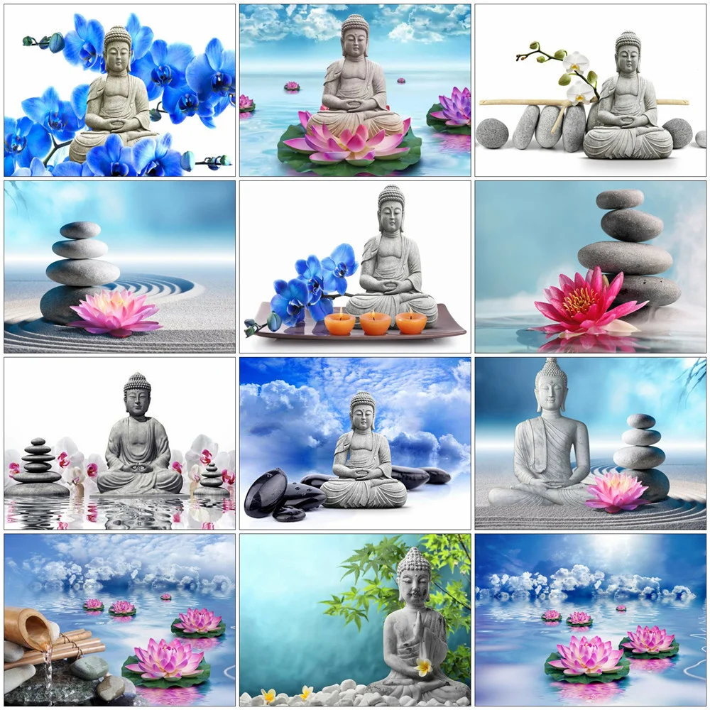 EverShine Full Kits Diamond Painting Buddha Stone Diamond Embroidery Religion Icon Mosaic Art Lotus Zen Decoration