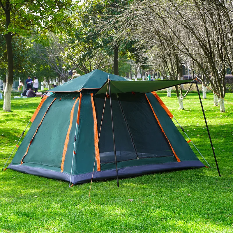 Automatic Outdoor Tent Speed Open Beach Camping Tent Multi-person Rain-proof Camping Meal Leisure High Window Paint Silver